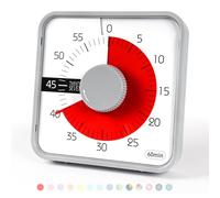 19CM Visual Timer, 60 Timer, Countdown Timer Large, 1 Hour Timer, Exam Timer, Kitchen Timer, Loud Alarm Sound 60 Minutes, for Classroom Teaching Homework Games Cooking Office Meeting, Grey