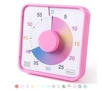 19CM Visual Timer, 1 Hour Countdown Timer, Kitchen Timer, Loud Alarm Sound 60 Minutes, for Classroom Teaching Homework Games Cooking Office Meeting, Ombre Pink Macarons