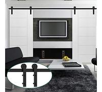 19FT Heavy Duty Barn Door Hardware Kit 579cm Double Track System Easy Installation Smooth Glide Stylish & for Home Office Perfect for Space Transformation!