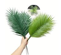 19inch Artificial Areca Palm Leaves Stems,Faux Palm Fronds Tropical Plants Green Tree Leaves for Jungle Hawaii Birthday Barbecue Party Flowers Arrangement Wedding Decor (20, Green and Light Green)