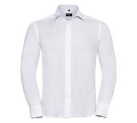 Russell Athletic Collection Mens Long Sleeve Ultimate Non-Iron Shirt (White) Cotton - Size 19 inch