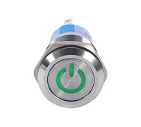 19mm 12V-24V LED Waterproof Stainless Selflocking Latching Push Button Power Switch Momentary Switch Stainless Latching Push Button Switch, Self (green)