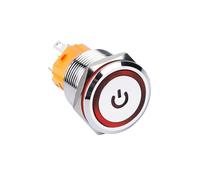 19mm 12V Led Illuminated Big Push Momentary Ring Power Light Selflocking 1NO1NC 5Pins Push Button Switch IDGTTLDF(Ring and Power Light,Others)