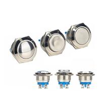 19mm 1NO High Flat Head Momentary Reset Metal Push Button Switch Screw Terminal Power Switch 1Pcs(Round Head)
