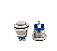19mm 1NO Momentary High Flat Head Waterproof Reset Metal Push Button Switch Screw Terminal Car Engine Doorbell Power Switch*5PCS(Flat Head)