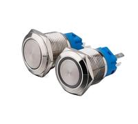 19mm 1NO1NC Ring LED Illumination Momentary/Latching Flat Round Head Metal Push Button Switch IDGTTLDF(Yellow LED,3-9V(5V))