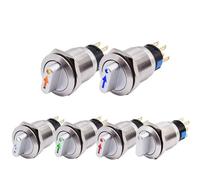 19mm 2 3 Position Metal Selector Rotary Push Button Switch Latching 220V LED Stainless Steel ON OFF Knob Switch 1NO 1NC 1Pcs(Red LED Switch,2 P2NO2NC)