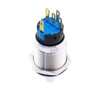 19mm 2 3 position Metal Selector Rotary Switch Latching Push Button Switch SPDT with 12V LED Illuminated Switch 1NO1NC ON OFF(Green LED Switch,12V LED)