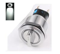 19mm 2 Position Metal Selector Rotary Switch Latching Push Button Switch With 12V-24V LED Illuminated Switch 1NO1NC ON OFF IDGTTLDF(Gold)
