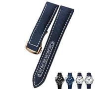 19mm 20mm Woven Nylon Watch Strap Black Blue Deployment Buckle Leather Watch Bands For Omega AT150 AQUA TERRA Seamaster Tissot (Blue white rose,19mm)