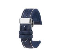 19mm 21mm 22mm Nylon Rubber Bottom Watch Strap Compatible With Longines Conquest HydroConquest L3.781 642 742 782 Sports Diving Watchband(Blue white-S,21mm-width)