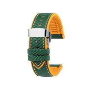 19mm 21mm 22mm Nylon Rubber Bottom Watch Strap Compatible With Longines Conquest HydroConquest L3.781 642 742 782 Sports Diving Watchband(Green yellow-S,21mm-width)