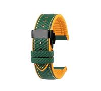 19mm 21mm 22mm Nylon Rubber Bottom Watch Strap Compatible With Longines Conquest HydroConquest L3.781 642 742 782 Sports Diving Watchband(Green yellow-B,19mm-width)
