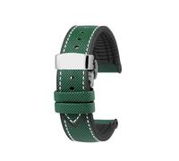 19mm 21mm 22mm Nylon Rubber Bottom Watch Strap Compatible With Longines Conquest HydroConquest L3.781 642 742 782 Sports Diving Watchband(Green white-S,23mm-width)