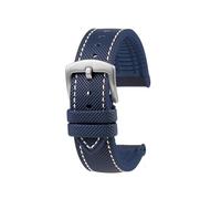 19mm 21mm 22mm Nylon Rubber Bottom Watch Strap Compatible With Longines Conquest HydroConquest L3.781 642 742 782 Sports Diving Watchband(Blue white-S pin,22mm-width)