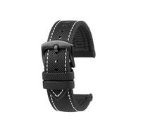 19mm 21mm 22mm Nylon Rubber Bottom Watch Strap Compatible With Longines Conquest HydroConquest L3.781 642 742 782 Sports Diving Watchband(Black white-B pin,21mm-width)