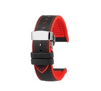 19mm 21mm 22mm Nylon Rubber Bottom Watch Strap Compatible With Longines Conquest HydroConquest L3.781 642 742 782 Sports Diving Watchband(Black red-S,24mm-width)