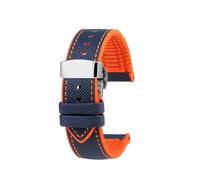 19mm 21mm 22mm Nylon Rubber Bottom Watch Strap Compatible With Longines Conquest HydroConquest L3.781 642 742 782 Sports Diving Watchband(Blue orange-S,22mm-width)