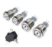 19MM 22MM Metal Key Knob Switch Waterproof Led Light Latching Self-locked 2/3 position 1NO1NC 2NO2NC Rotary Button Switch 12V(19mm 2 position,1NO1NC_YELLOW_3-6V)