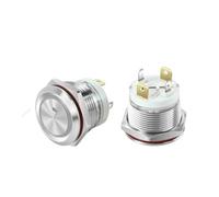 19MM 22mm Ultra Short 16A High Current Metal Button Switch Small Round Self Reset Self Locking Belt Lamp IDGTTLDF(Red,19MM_220V)