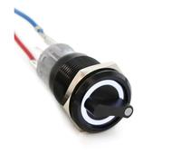 19mm Black Self-return Momentary Self-locking Fixation Waterproof DPDT Illuminated Metal Selector Rotary Switch 2/3 Position LED IDGTTLDF(WHITE,LATCHING FIXATION_3 POSITION_220V)