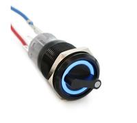 19mm Black Self-return Momentary Self-locking Fixation Waterproof DPDT Illuminated Metal Selector Rotary Switch 2/3 Position LED IDGTTLDF(3p,LATCHING FIXATION_3 POSITION_3-6V)