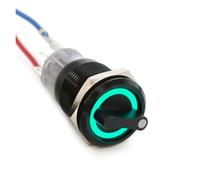 19mm Black Self-return Momentary Self-locking Fixation Waterproof DPDT Illuminated Metal Selector Rotary Switch 2/3 Position LED IDGTTLDF(Green,LATCHING FIXATION_3 POSITION_3-6V)