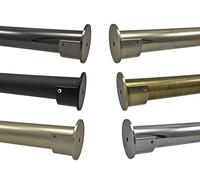 19mm Complete Recess Eyelet Metal Curtain Pole Rod Wall Brackets Chrome Brass Black (Length 1.1m 43 Inches, Polished Chrome)