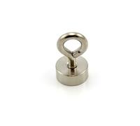 19mm dia Neodymium Clamping Magnet with M5 Eyebolt for Hanging, Holding or Displaying Items - 17kg Pull - Pack of 4