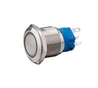 19MM E Series Metal Push Button Switch 1NO1NC Flat Round Head Push Button with LED Ring Illuminate IDGTTLDF(Green LED,12V-24V)