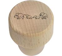 19mm 'Elephant Family' Wooden Bottle Stopper/Cork (BS00013675)