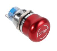 19mm Emergency Stop Push Button Metal Mushroom Head | Nickel Plated Brass Build, Single Hand Cut off Control, Workshop Site and Outdoor Machine Tools