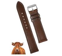 19mm Flat Dark Brown Leather Watch Band Men Quick Release Handmade Leather Strap, Slim Replacement Wristband Stainless Steel Buckle, Christmas Father's Day Gift for Dad Husband DH-NO-203-19MM