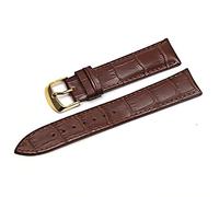 19mm Genuine Leather Watch Band Strap Fits Seiko 5 7S26-3160, Panda 6138-8020, 7S26-3160 6138-8020 Brown Yellow Buckle
