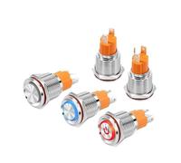 19mm High Current 10A Metal Button Switch Self-locking Ring LED Lamp with Symbol 6v12v24v220v Power Start Button IDGTTLDF(WHITE,19MM_9-24V)