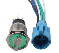 19mm Latching Rotary Switch 3 Position 2NO 2NC 12-24V Selector with Socket