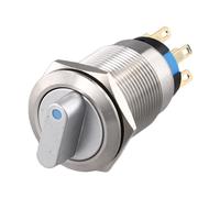 19mm Latching Rotary Switch 3 Position 2NO2NC 12-24V LED Push Button