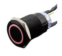 19mm Metal Alumina black press button Led power mark lamp button Momentary/Latching control switch(Green,Momentary)