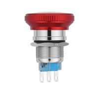19mm Metal Emergency Stop Switch for Workshop Machinery, Ip65 | Mushroom Head, 1no 1nc Spdt Latching Twist Reset, Red Stop Sign, Panel Mount