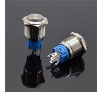 19mm Metal Mark Brass Push Button Switch High Round Illumination Self Locking Latching No Nc Car 5/12/24/110/220V 1Pcs(Blue self Lock,220 V)