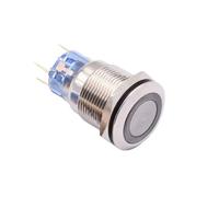 19mm Metal Push Button Switch Stainless 1NO1NC Momentary Ring LED Power Switch ON Off Momentary Latching 1Pcs(110-220V White LED)