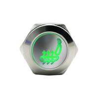 19mm Metal With Light Button Icons Push Button Switch Momentary/Latching 12V for Car Seat Heating 1pcs(Green Led,19MM_LATCHING)