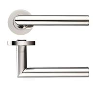 19mm Mitred Lever on Round Rose - Grade 304 Stainless Steel Internal Door Handle - Modern Lever - Heavy Duty & Corrosion Resistant (Polished Stainless)