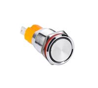 19mm Momentary Latching 10A Big Current NO Metal Housing Flat Actuator Self-locking 2Pins Terminal Push Button Switch IDGTTLDF(S,ON-OFF Latching)