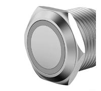 19mm Momentary Push Button Switch Stainless Steel Housing with Ring LED Light 110V 220V Dual Voltage Support (Blue)