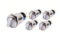 19Mm Momentary Rotary Switch 2 Position 1No1Nc Ip66 Stainless Steel Led Indicator For Cnc Machine Industry Equipment Instrument