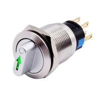 19mm Momentary Rotary Switch 3 Position 2NO 2NC with LED Light, Stainless Steel 304, IP66 IK09 Rated, 3-6V 5A for Industrial Equipment CNC Machinery
