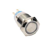 19mm ON OFF or momentary flat head resettable 12V ring led IP67 1NO1NC push button switch IDGTTLDF(Harness,12V)