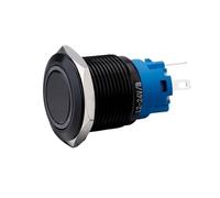 19MM Oxidized Black Push Button Switch 1NO1NC Momentary/Latching Metal Push Button Switch with LED Illuminate IDGTTLDF(Yellow LED Ring,110V-220V)