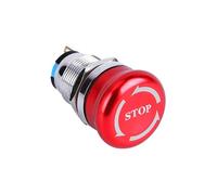 19mm Red Emergency Stop Mushroom SPST/DPDT Latching Self-locking 3Pins Push Button Switch IDGTTLDF(22mm)